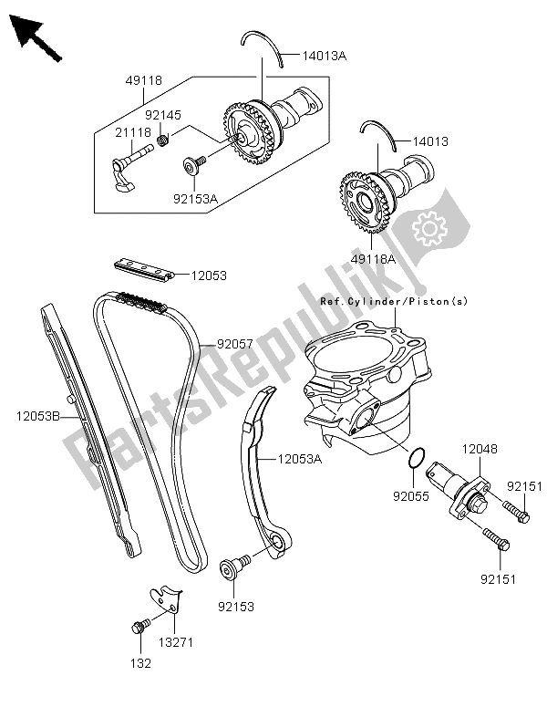 All parts for the Camshaft & Tensioner of the Kawasaki KX 250F 2009