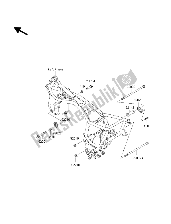 Toutes les pièces pour le Ferrures De Cadre du Kawasaki 1000 GTR 1998