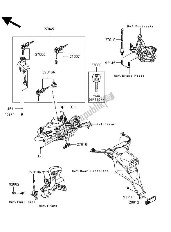 All parts for the Ignition Switch of the Kawasaki Versys ABS 650 2007