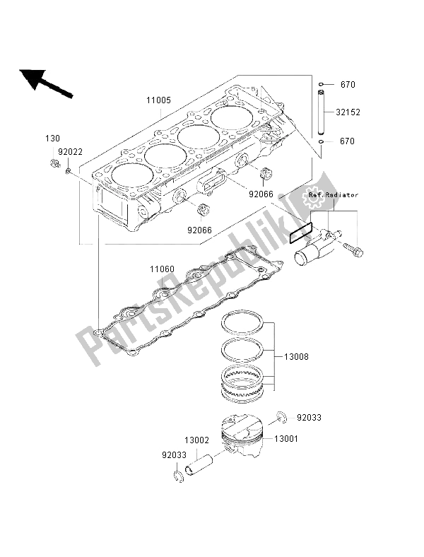 Toutes les pièces pour le Cylindre Et Piston du Kawasaki Ninja ZX 9R 900 2002