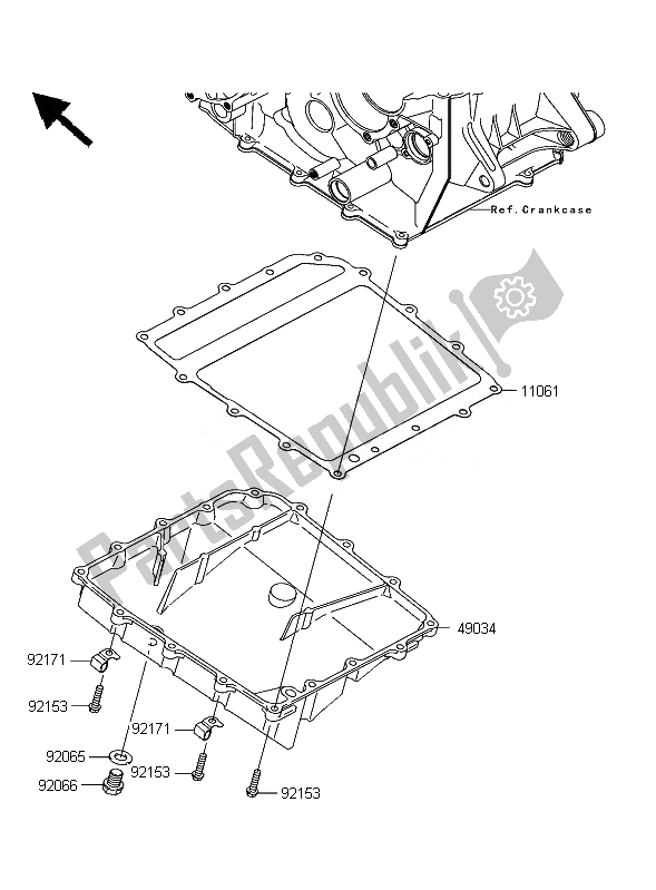 All parts for the Oil Pan of the Kawasaki Ninja ZX 10R 1000 2007