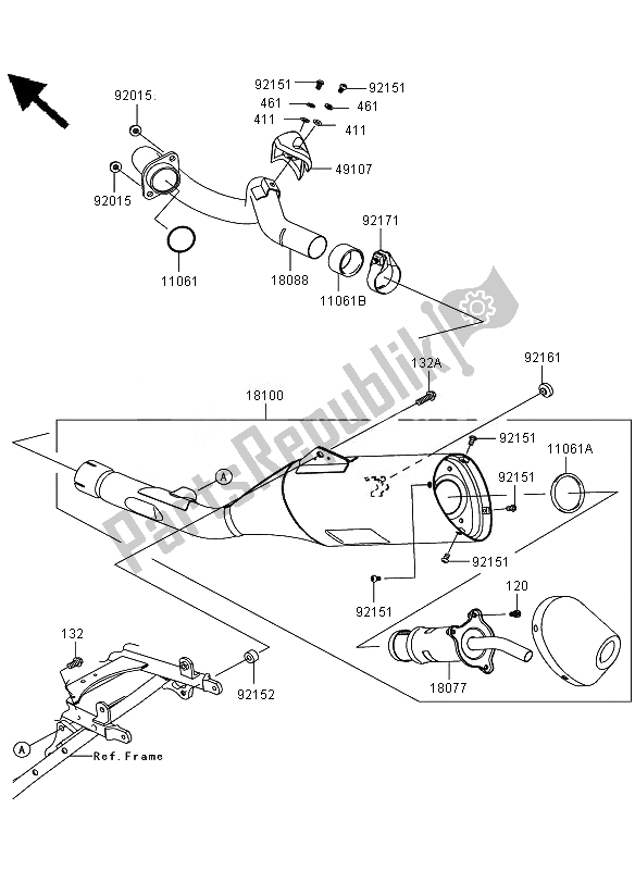 All parts for the Muffler of the Kawasaki KLX 450R 2010