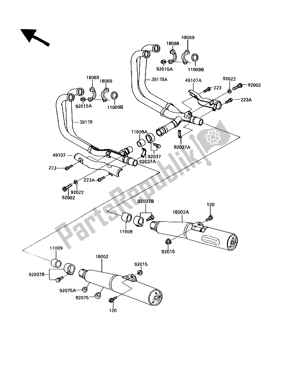 Tutte le parti per il Silenziatore (s) del Kawasaki GPZ 900R 1989