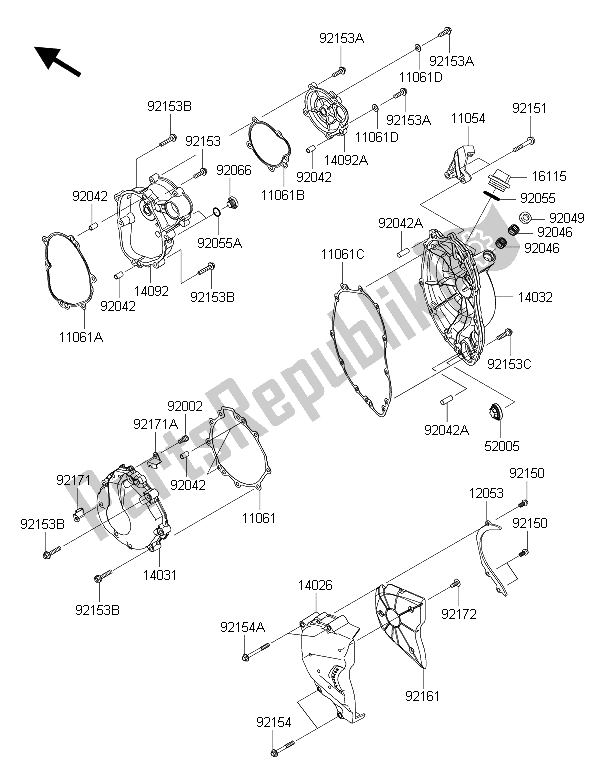 All parts for the Engine Cover(s) of the Kawasaki Ninja ZX 6R ABS 600 2015