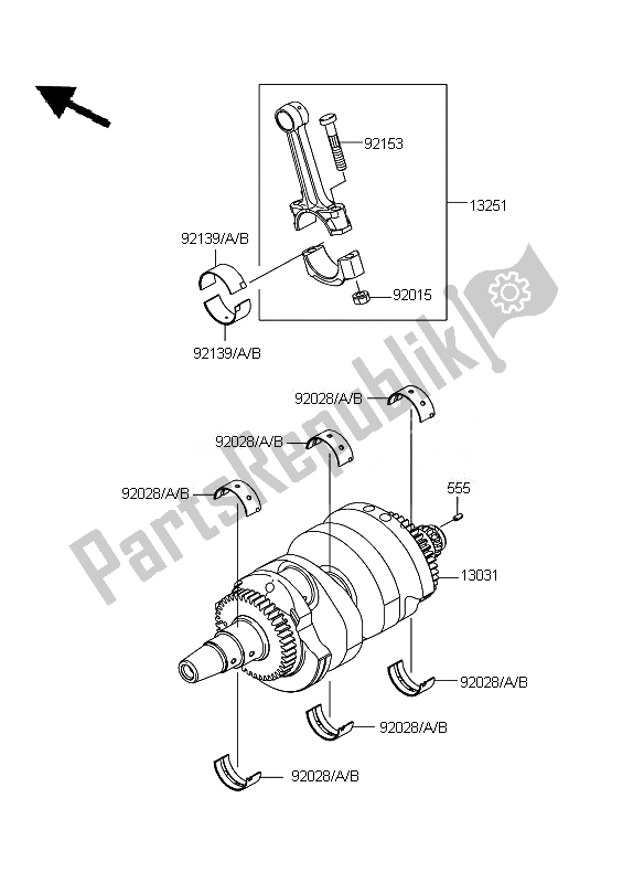 All parts for the Crankshaft of the Kawasaki ER 6N 650 2011