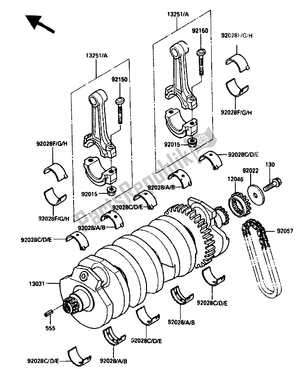 Toutes les pièces pour le Vilebrequin du Kawasaki ZX 10 1000 1988