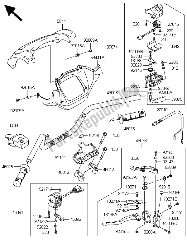 Tutte le parti per il Manubrio del Kawasaki Brute Force 650 4X4I 2014