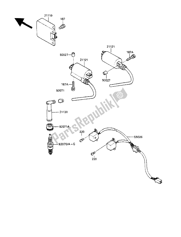 All parts for the Ignition System of the Kawasaki GPZ 500S 1987