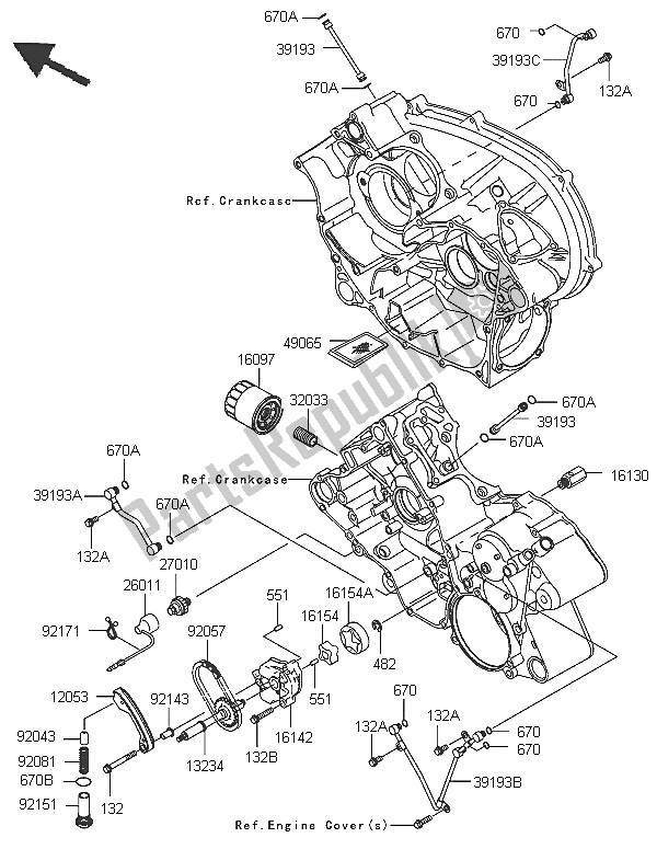 All parts for the Oil Pump & Oil Filter of the Kawasaki KVF 750 4X4 2005