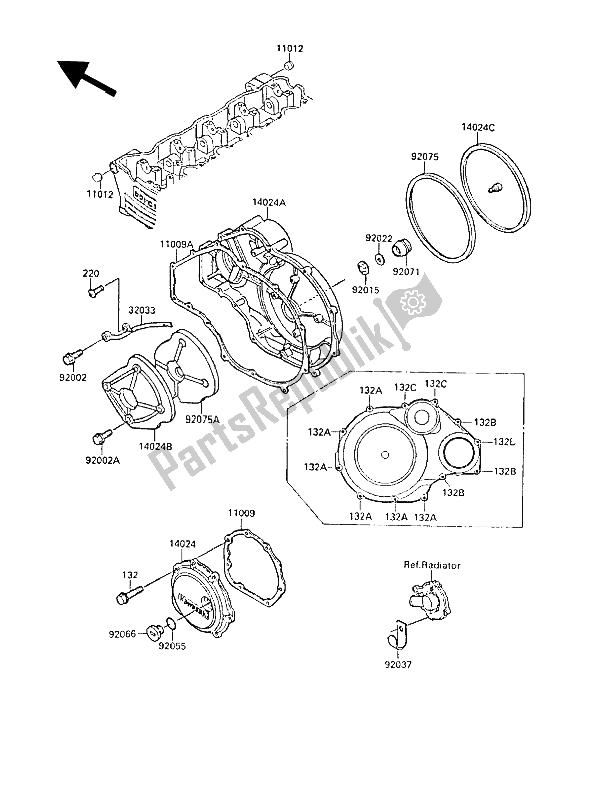 All parts for the Engine Cover(s) of the Kawasaki ZL 1000 1987