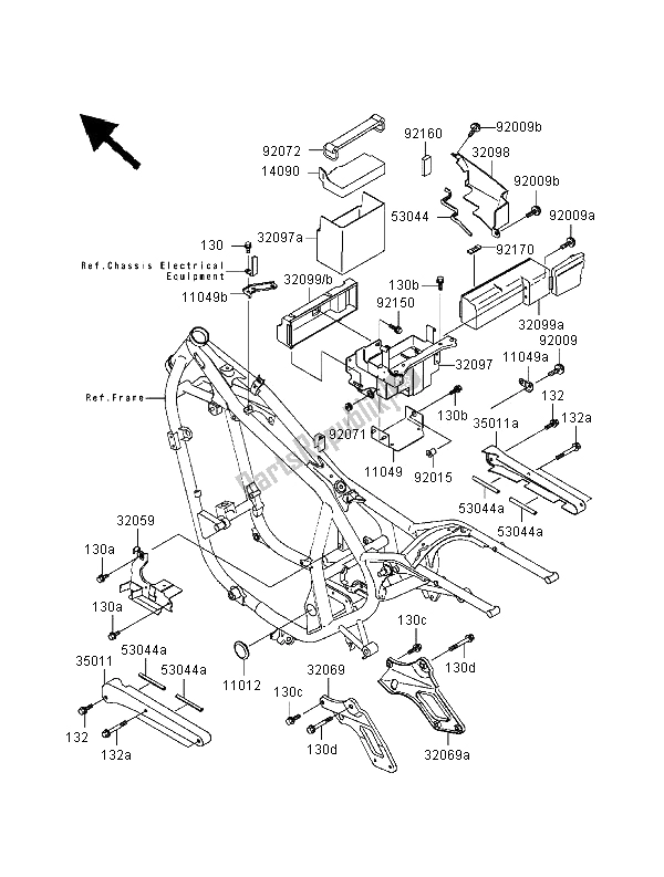 Todas las partes para Caja De Batería de Kawasaki EN 500 2000