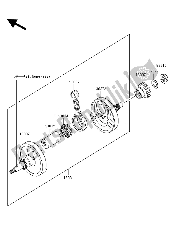 Toutes les pièces pour le Vilebrequin du Kawasaki KX 250F 2007