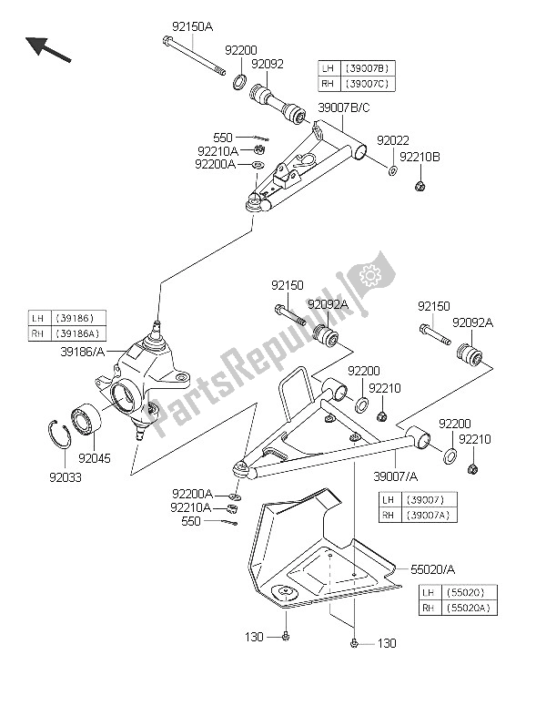 All parts for the Front Suspension of the Kawasaki Brute Force 750 4X4I EPS 2016