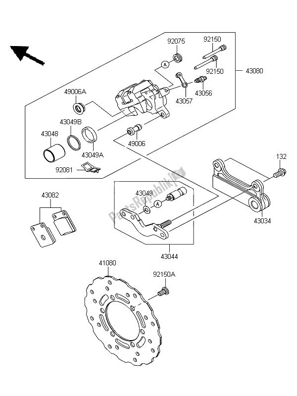 All parts for the Rear Brake of the Kawasaki D Tracker 125 2011