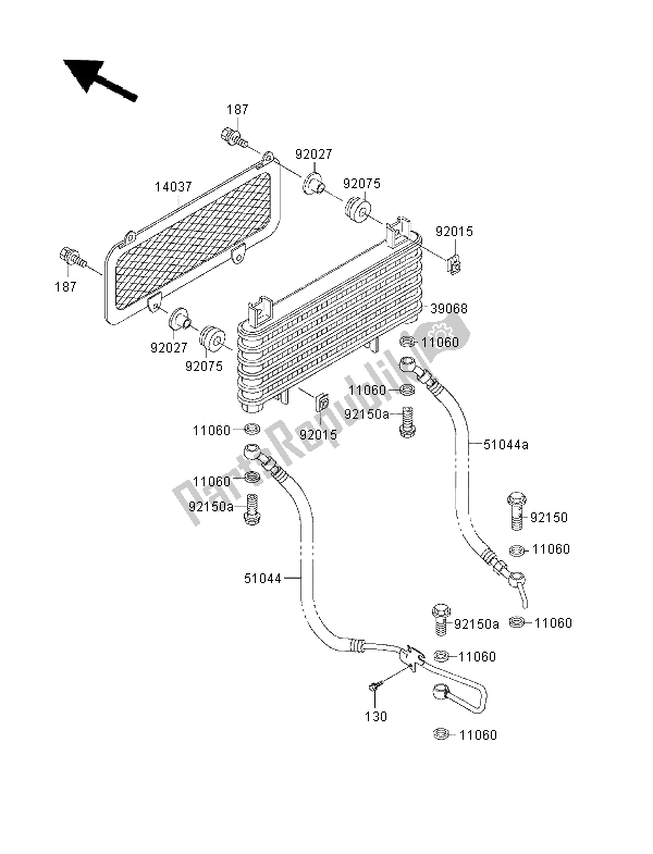 All parts for the Oil Cooler of the Kawasaki KVF 300 4X4 2000