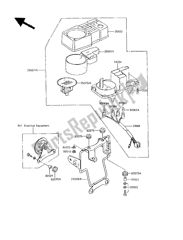 All parts for the Meter(s) of the Kawasaki KE 100 1987