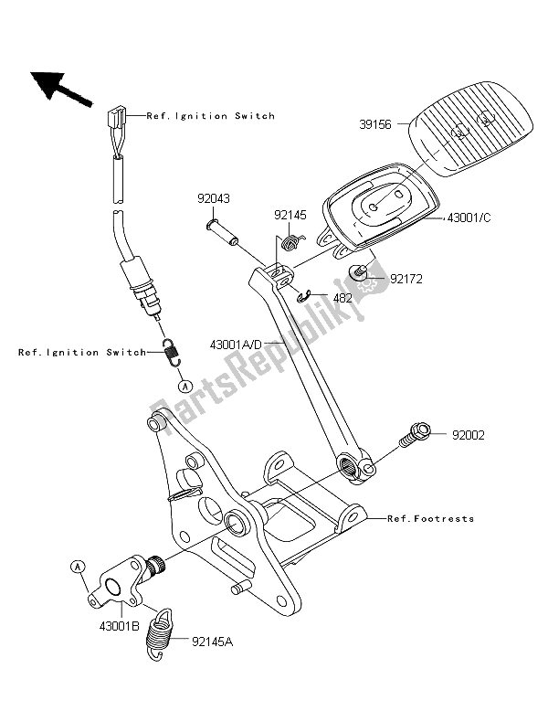 All parts for the Brake Pedal of the Kawasaki VN 900 Classic 2012