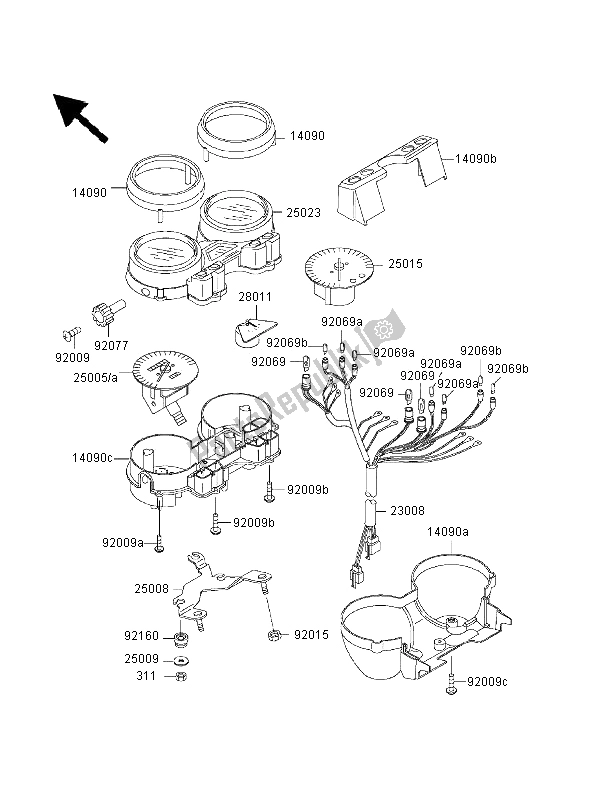 All parts for the Meter of the Kawasaki ZRX 1100 2000