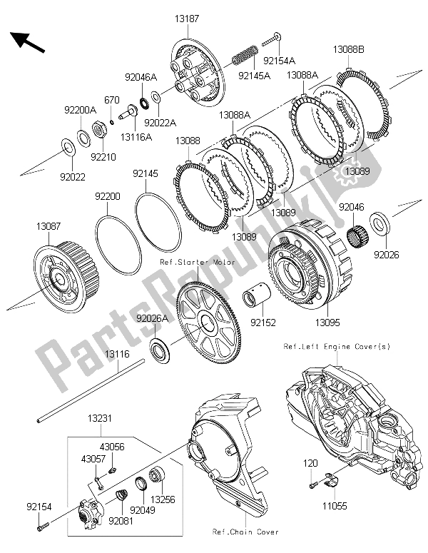 All parts for the Clutch of the Kawasaki Vulcan 1700 Nomad ABS 2015