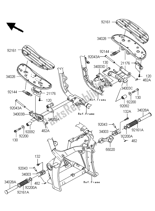 All parts for the Footrests of the Kawasaki VN 2000 Classic 2008