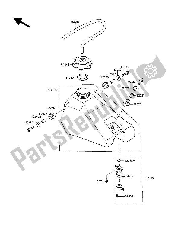 Todas las partes para Depósito De Combustible de Kawasaki KX 80 1990