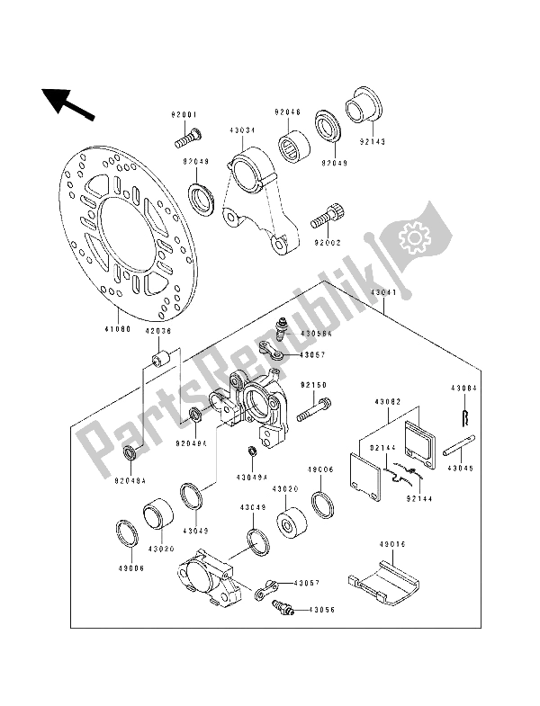 All parts for the Rear Brake of the Kawasaki ZZ R 1100 1994