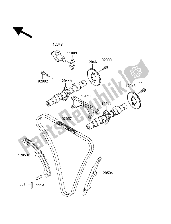 Tutte le parti per il Albero A Camme E Tenditore del Kawasaki GPZ 500S 1996