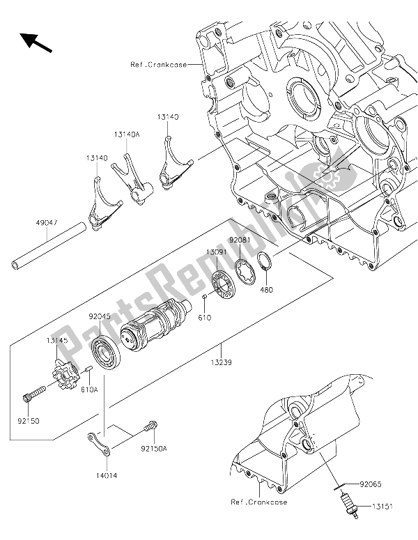All parts for the Gear Change Drum & Shift Fork(s) of the Kawasaki Vulcan 900 Classic 2015