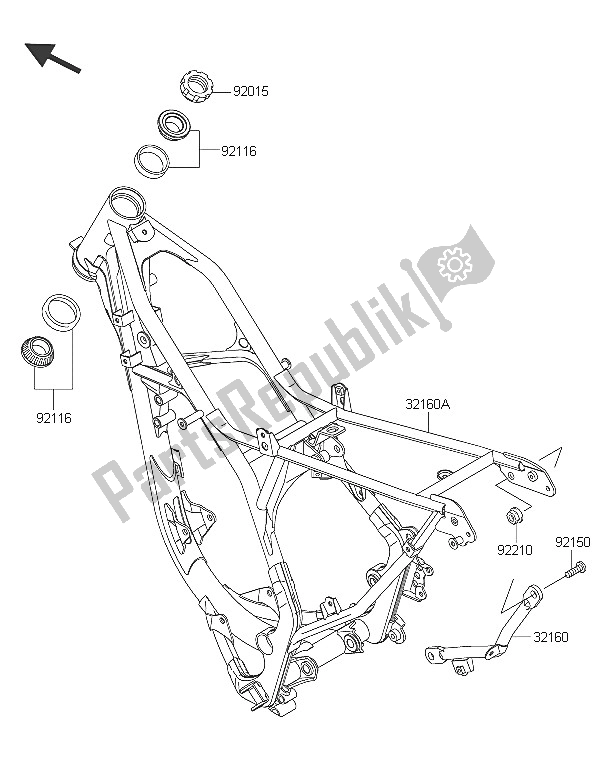 Todas as partes de Quadro, Armação do Kawasaki KX 85 SW 2016