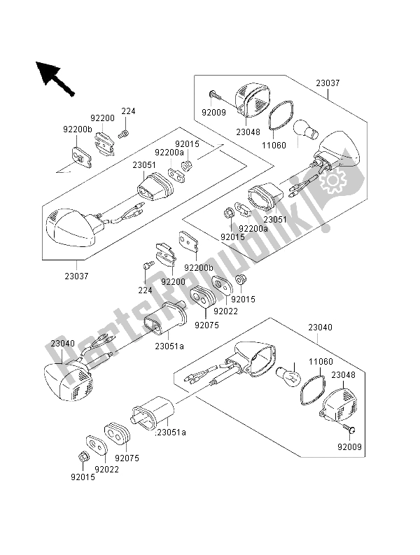 Wszystkie części do Kierunkowskazy Kawasaki Ninja ZX 9R 900 2000