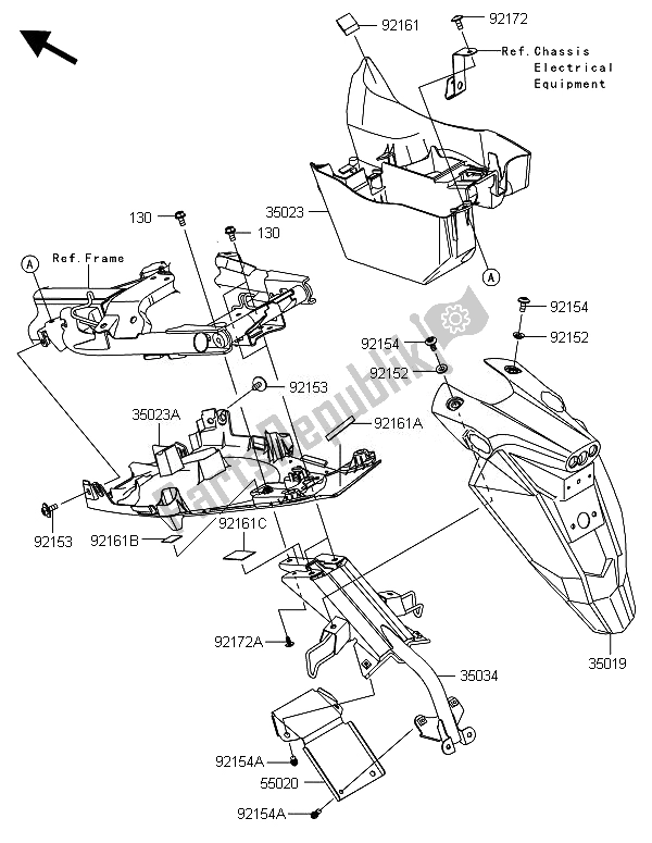 All parts for the Rear Fender(s) of the Kawasaki ER 6F ABS 650 2014