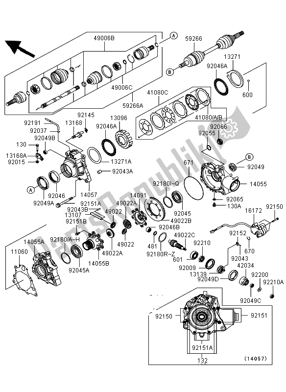 Todas las partes para Eje Delantero de Kawasaki KVF 360 4X4 2010