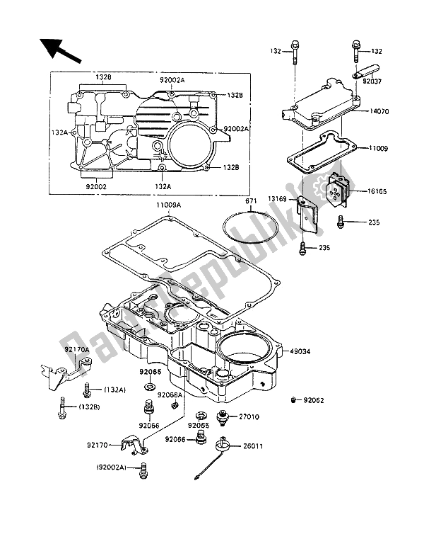 All parts for the Breather Body & Oil Pan of the Kawasaki ZZ R 1100 1992