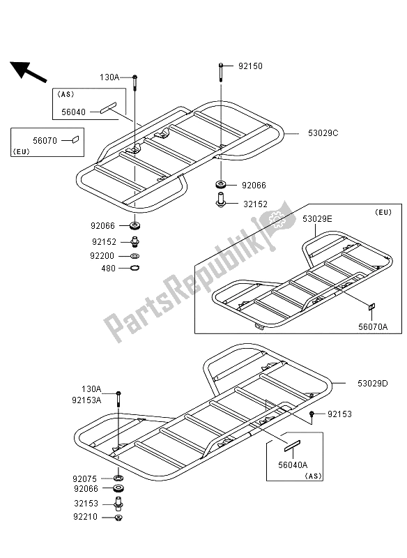 All parts for the Carrier of the Kawasaki KVF 360 2009