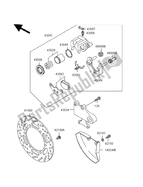 Tutte le parti per il Freno Posteriore del Kawasaki KLE 500 1995