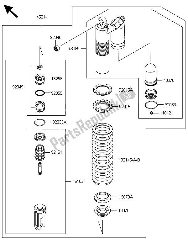 All parts for the Shock Absorber(s) of the Kawasaki KLX 450R 2014