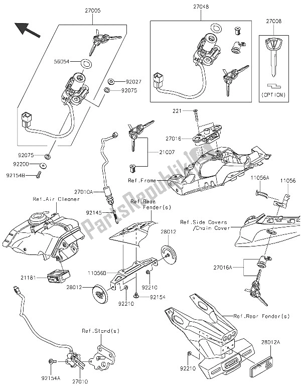All parts for the Ignition Switch of the Kawasaki Ninja ZX 10R ABS 1000 2016