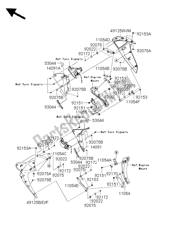Tutte le parti per il Il Cofano Si Abbassa del Kawasaki Z 1000 ABS 2008