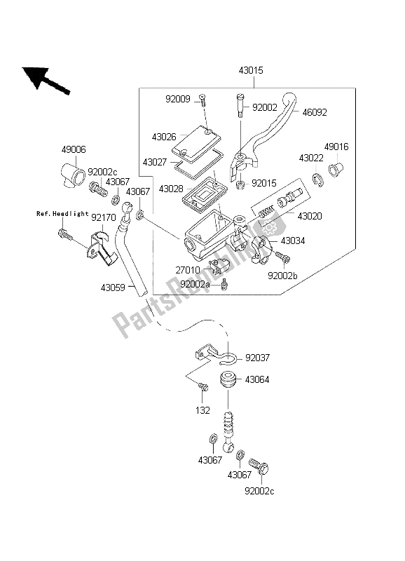 Alle onderdelen voor de Voorste Hoofdcilinder van de Kawasaki EL 252 2001