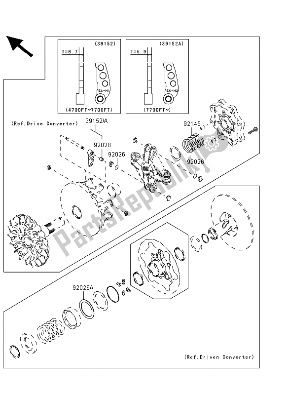 All parts for the Optional Parts (converter) of the Kawasaki KVF 360 4X4 2012