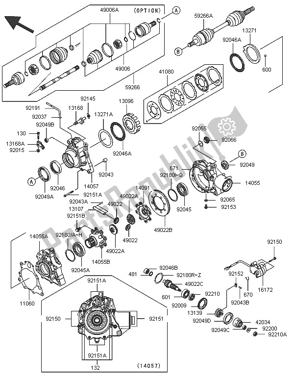 Todas las partes para Eje Delantero de Kawasaki KVF 650 4X4 2005