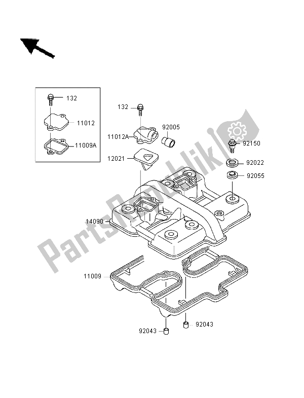 All parts for the Cylinder Head Cover of the Kawasaki ER 5 500 1997