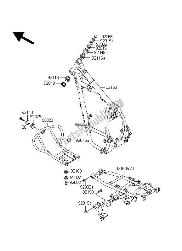 Tutte le parti per il Telaio del Kawasaki KLR 650 1999