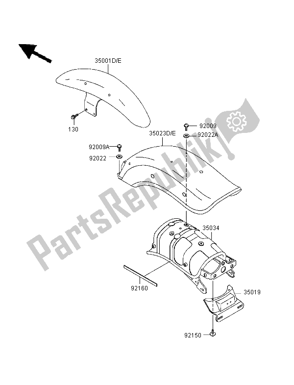 Tutte le parti per il Parabordi del Kawasaki EN 500 1997