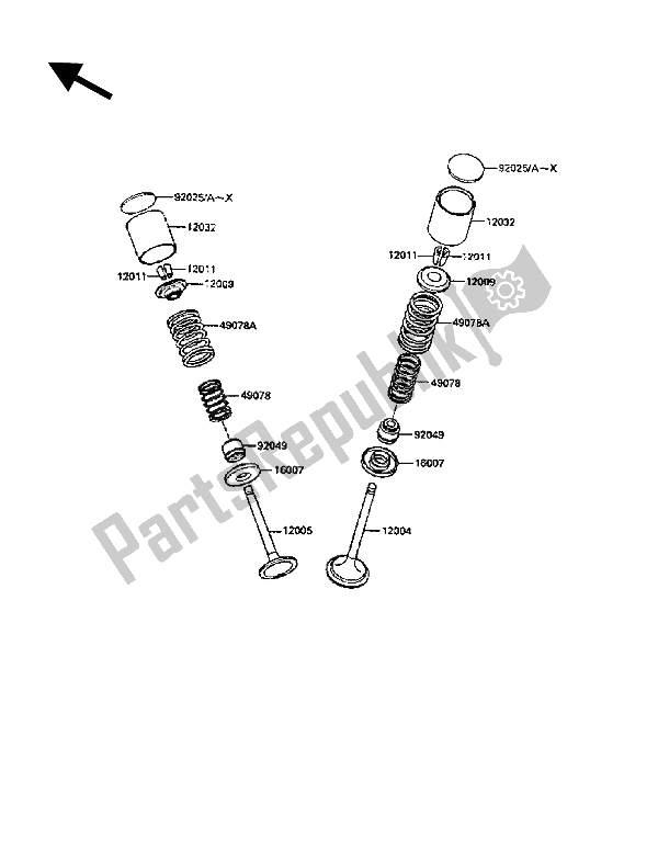 All parts for the Valve(s) of the Kawasaki KLR 600 1989