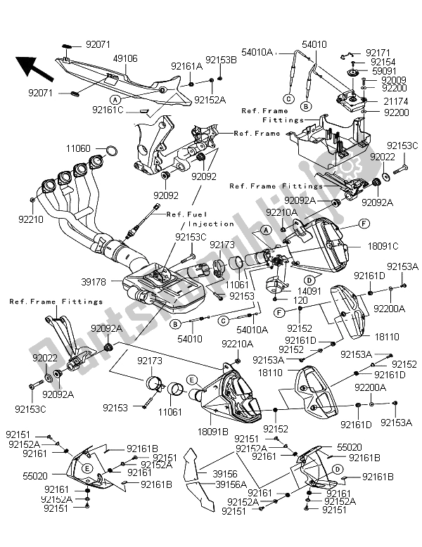 Todas las partes para Silenciador de Kawasaki Z 1000 SX ABS 2012