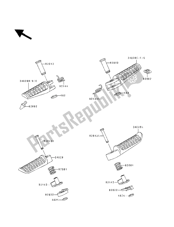 All parts for the Step of the Kawasaki ZXR 400 1991