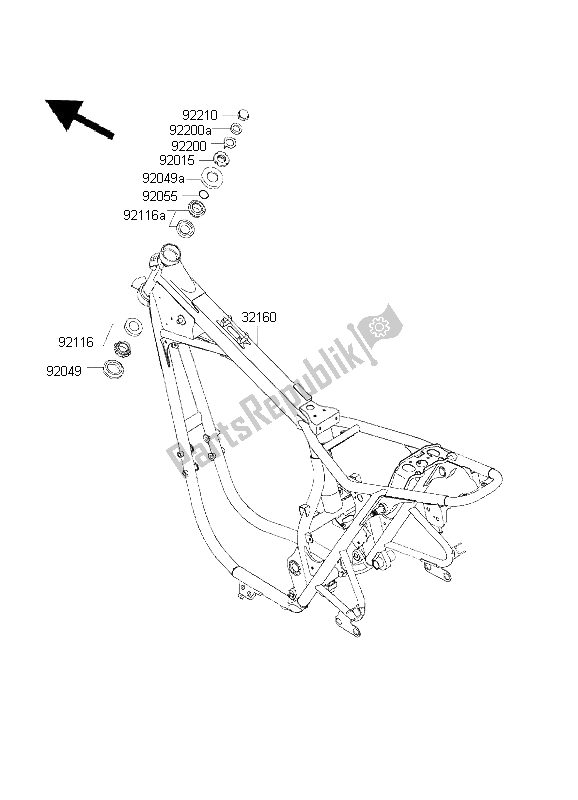 Alle onderdelen voor de Kader van de Kawasaki W 650 2001