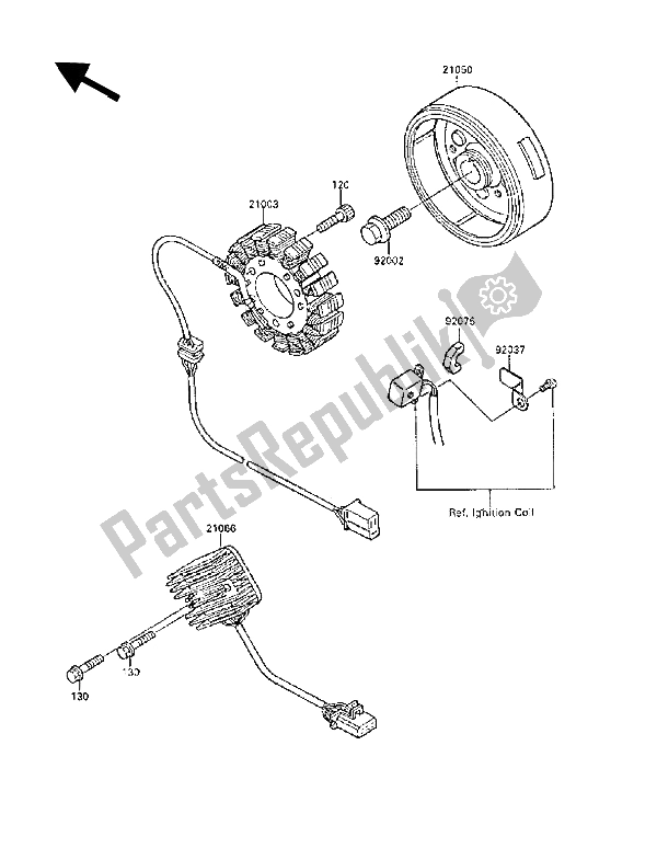All parts for the Generator of the Kawasaki GPX 250R 1989