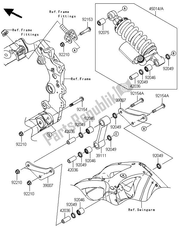 Alle onderdelen voor de Ophanging En Schokdemper van de Kawasaki Ninja ZX 10R 1000 2014